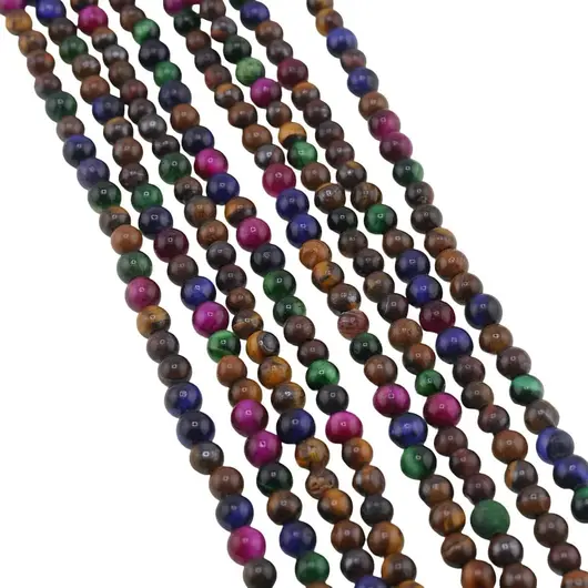 Sirag Mix Ochi de tigru colorat sfere 4-5mm, 37-38cm, imagine 2