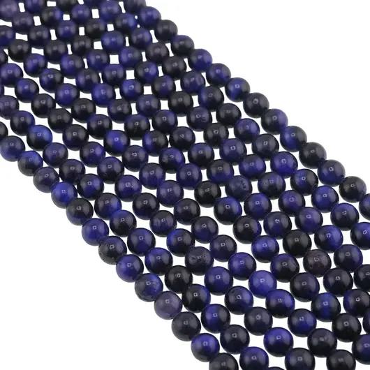 Sirag Ochi de tigru albastru sfere 4-5mm, 38cm, imagine 2