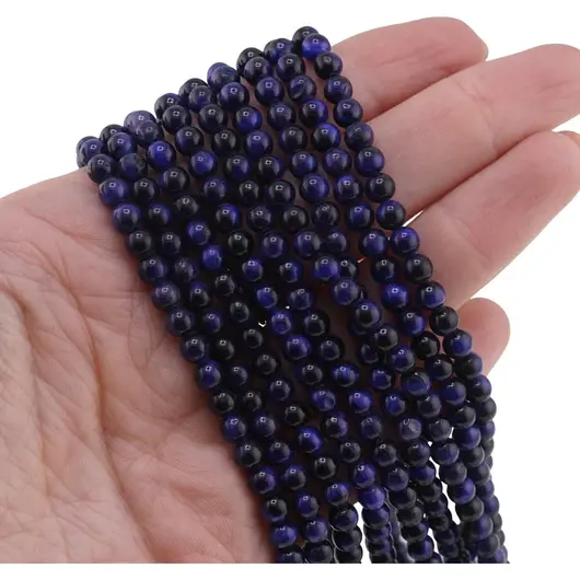 Sirag Ochi de tigru albastru sfere 4-5mm, 38cm, imagine 3