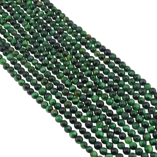 Sirag Ochi de tigru verde sfere 4-5mm, 37-38cm, imagine 2