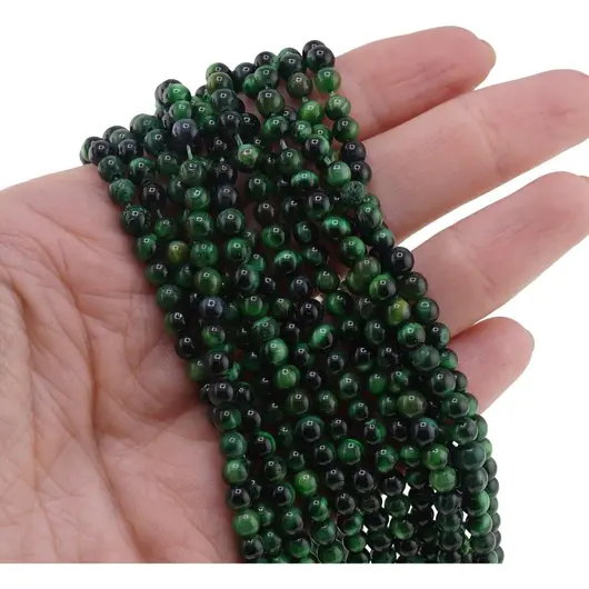 Sirag Ochi de tigru verde sfere 4-5mm, 37-38cm, imagine 3