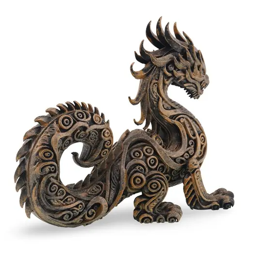 Statueta Dragon gravata in stil baroc antichizata manual - 16,5cm, imagine 2