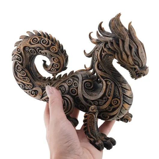 Statueta Dragon gravata in stil baroc antichizata manual - 16,5cm, imagine 3