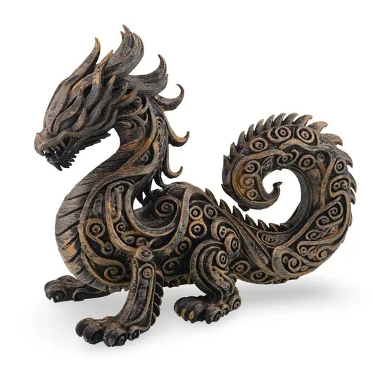 Statueta Dragon gravata in stil baroc antichizata manual - 16,5cm