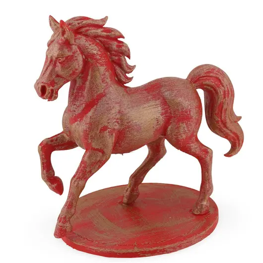 Statueta feng shui Calul de foc rosu cu detalii aurii, 15cm, imagine 2