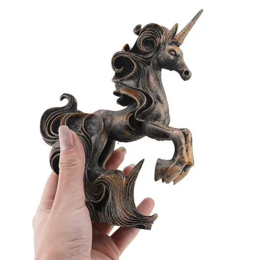 Statueta Unicorn pe doua picioare antichizata manual - 17cm, imagine 3