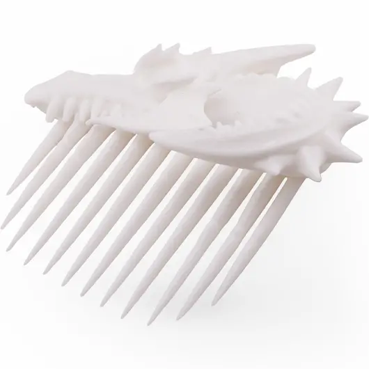 Accesoriu ac de par cu profil de dragon, 10cm - alb, imagine 2