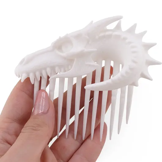 Accesoriu ac de par cu profil de dragon, 10cm - alb, imagine 4