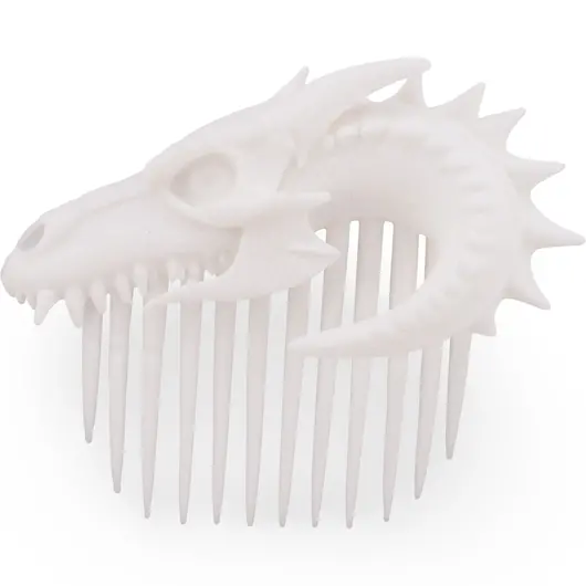 Accesoriu ac de par cu profil de dragon, 10cm - alb