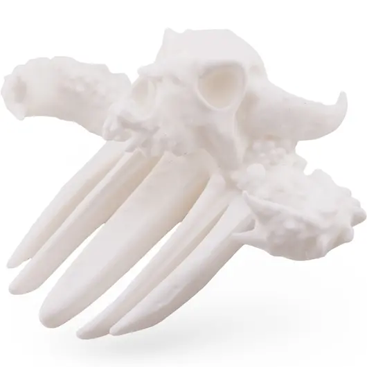 Accesoriu ac de par model craniu de animal cu coarne, 10cm - alb, imagine 2