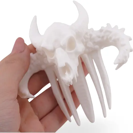 Accesoriu ac de par model craniu de animal cu coarne, 10cm - alb, imagine 4