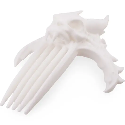 Accesoriu ac de par model craniu de cratura cu coarne, 11cm - alb, imagine 2