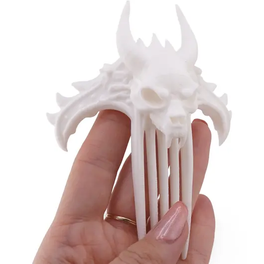 Accesoriu ac de par model craniu de cratura cu coarne, 11cm - alb, imagine 4