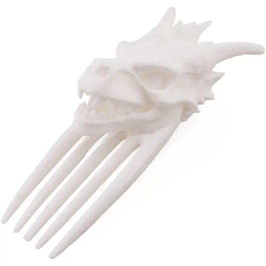 Accesoriu ac de par model craniu de dragon, 11cm - alb, imagine 2