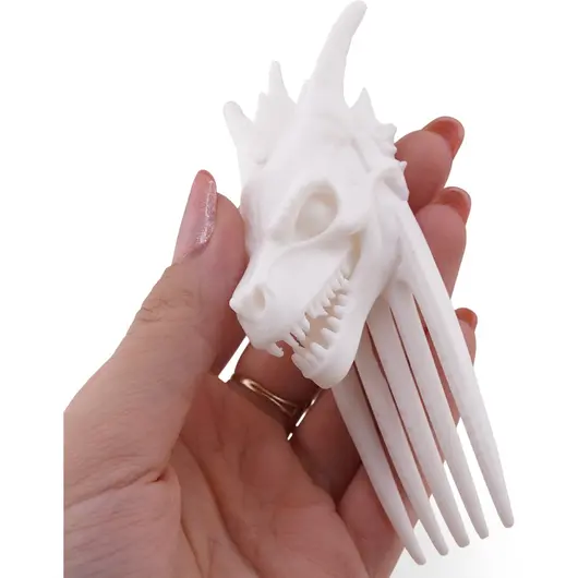 Accesoriu ac de par model craniu de dragon, 11cm - alb, imagine 4