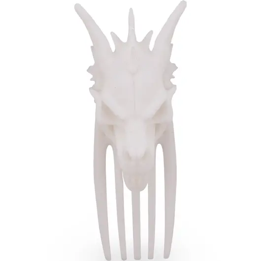 Accesoriu ac de par model craniu de dragon, 11cm - alb