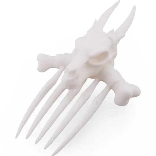 Accesoriu ac de par model craniu de dragon si oase, 10cm - alb, imagine 2