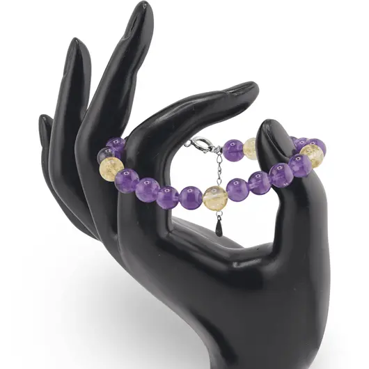 Bratara Ametist sfere 8mm si Citrin sfere 8mm cu argint 925, imagine 2