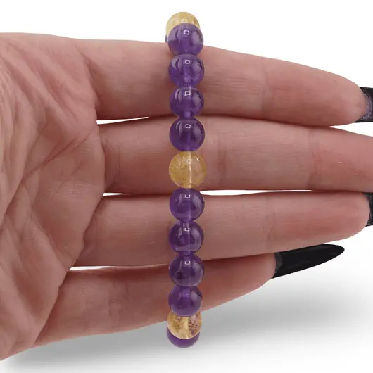 Bratara Ametist sfere 8mm si Citrin sfere 8mm cu argint 925, imagine 3