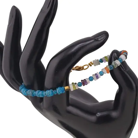 Bratara Apatit si Mix cristale rondele 4mm, Apatit sfere 3mm si Hematit auriu, imagine 2