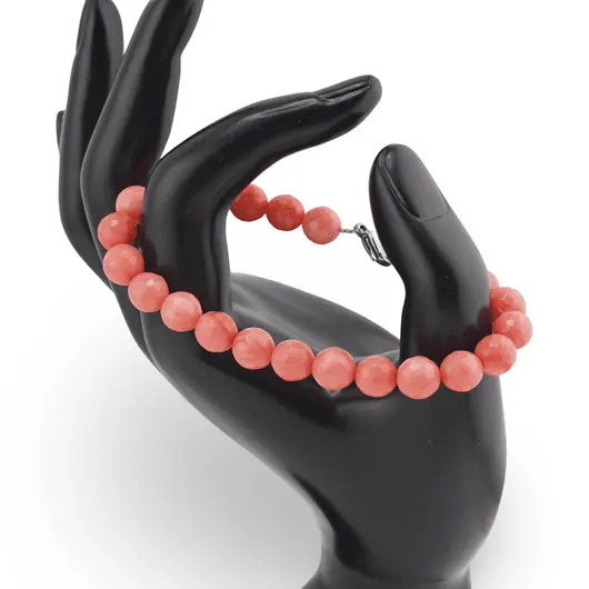 Bratara Coral roz sfere fatetate 8mm, imagine 2