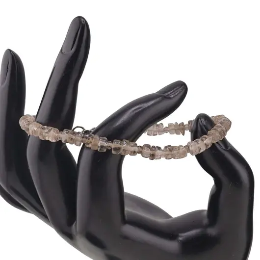 Bratara Cuart fumuriu rondele 5mm si discuri fatetate 3mm, imagine 2