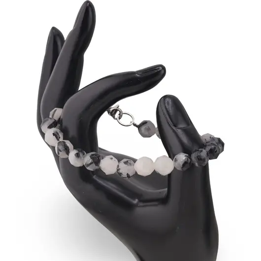 Bratara Cuart turmalinat sfere fatate 7-8mm, imagine 2