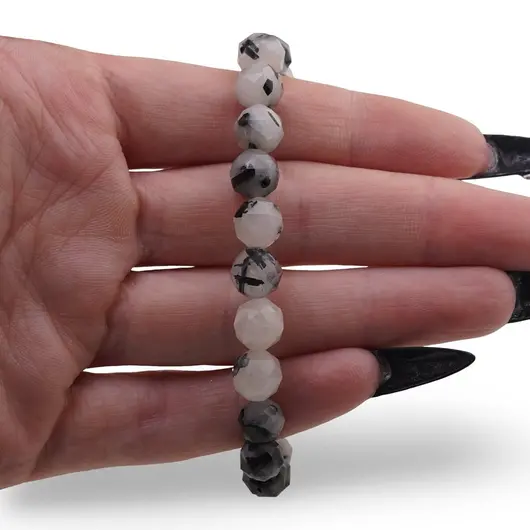 Bratara Cuart turmalinat sfere fatate 7-8mm, imagine 3