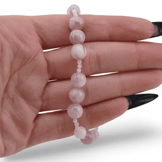 Bratara Kunzit sfere 6-8mm si sfere micro fatetate, imagine 3