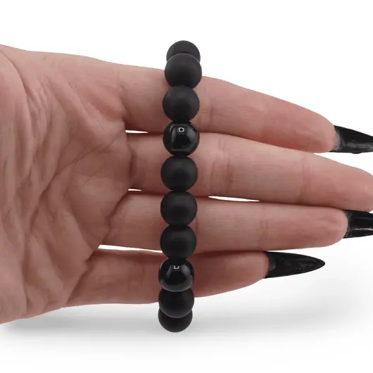 Bratara Onix mat si Obsidian sfere, 10mm, imagine 3