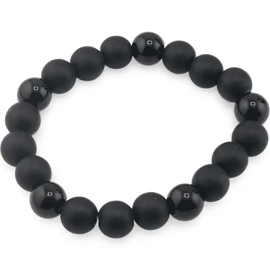 Bratara Onix mat si Obsidian sfere, 10mm
