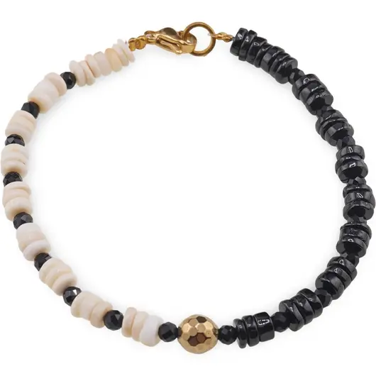 Bratara Opal si Onix negru rondele 5mm, Onix negru sfere fatetate 3mm si Hematit auriu