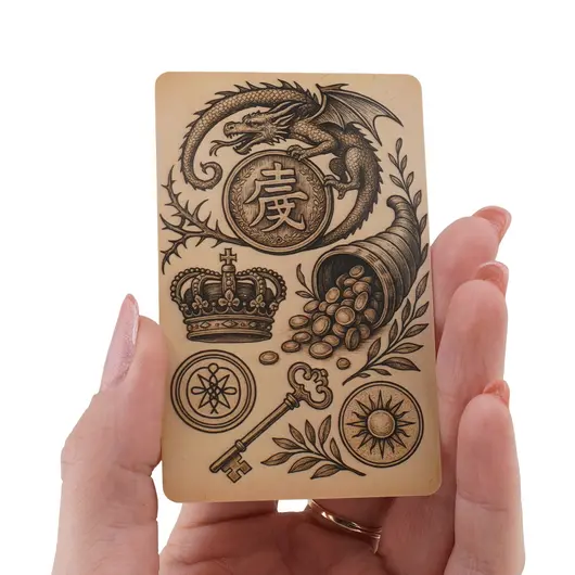 Card amuleta Abundenta regala, Aur, Putere, Autoritate, imagine 3