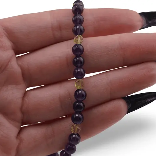 Colier Ametist sfere 6mm si Peridot banuti 4-5mm, imagine 3