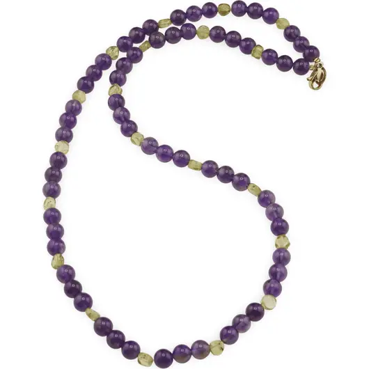 Colier Ametist sfere 6mm si Peridot banuti 4-5mm