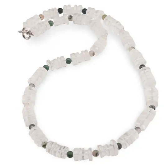 Colier Cristal de stanca rondele 5-8mm si Agat de muschi sfere 4mm