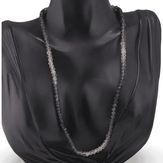 Colier Cuart fumuriu degrade, discuri fatetate 4-5mm si argint 925, imagine 2