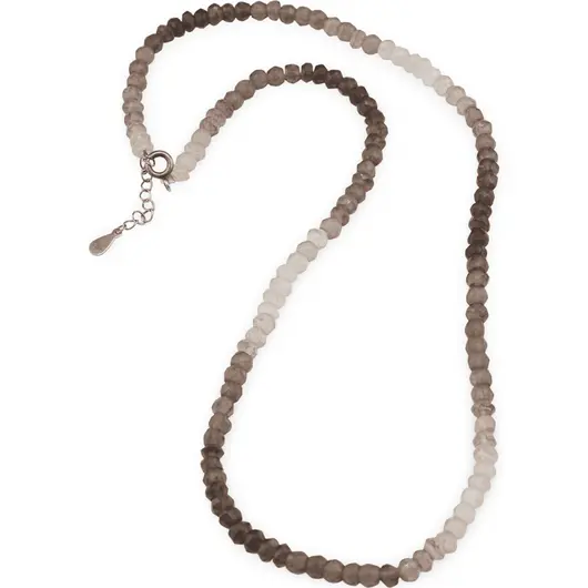 Colier Cuart fumuriu degrade, discuri fatetate 4-5mm si argint 925