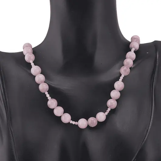 Colier Kunzit sfere 8mm si sfere micro fatetate, imagine 2