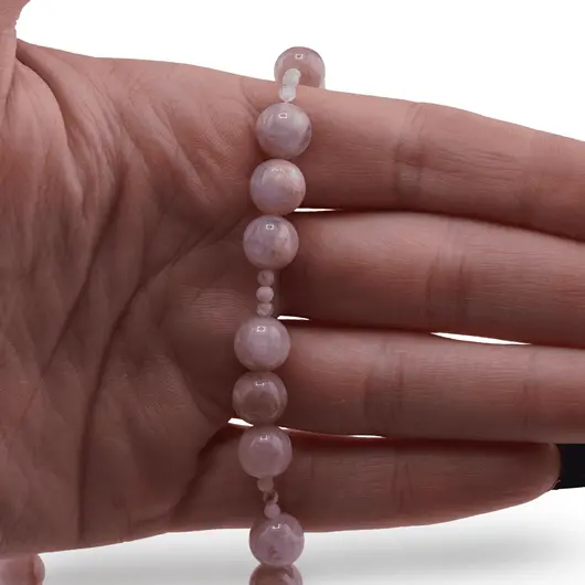 Colier Kunzit sfere 8mm si sfere micro fatetate, imagine 3