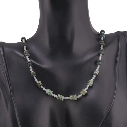 Colier Smarald rondele 6mm si Cristal de stanca sfere fatetate 3mm, imagine 2