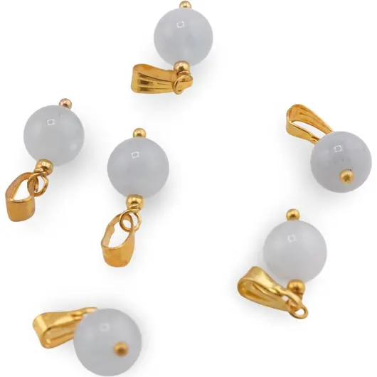 Pandantiv Acvamarin sfera 8mm cu metal auriu, imagine 2