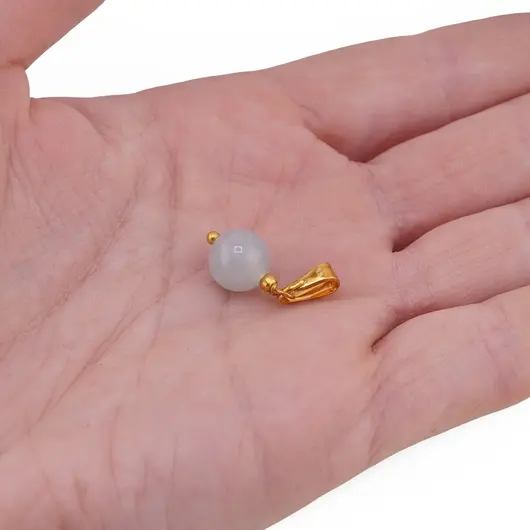Pandantiv Acvamarin sfera 8mm cu metal auriu, imagine 3