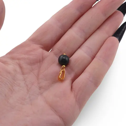 Pandantiv Agat indian sfera 8mm cu metal auriu, imagine 3