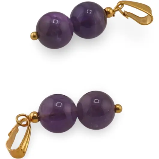 Pandantiv Ametist sfere 8mm cu metal auriu, imagine 2