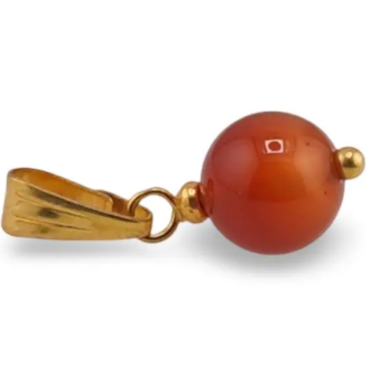 Pandantiv Carneol sfera 8mm cu metal auriu