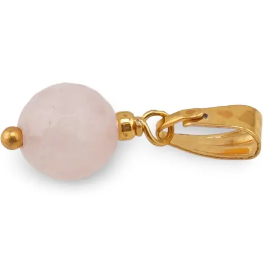 Pandantiv Cuart roz sfera fatetata 8mm cu metal auriu