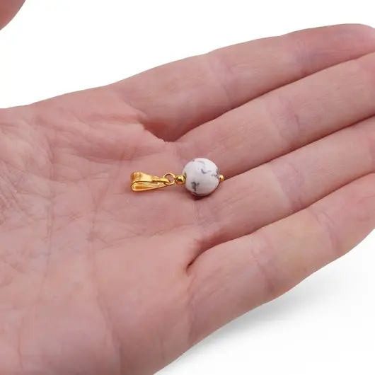 Pandantiv Howlit sfera 8mm cu metal auriu, imagine 3