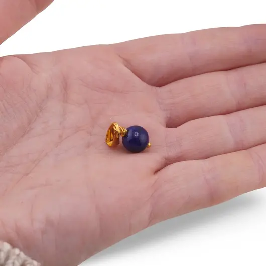 Pandantiv Lapis lazuli sfera 8mm cu metal auriu, imagine 3