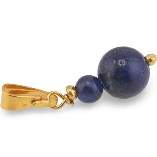 Pandantiv Lapis lazuli sfere 8-4mm cu metal auriu